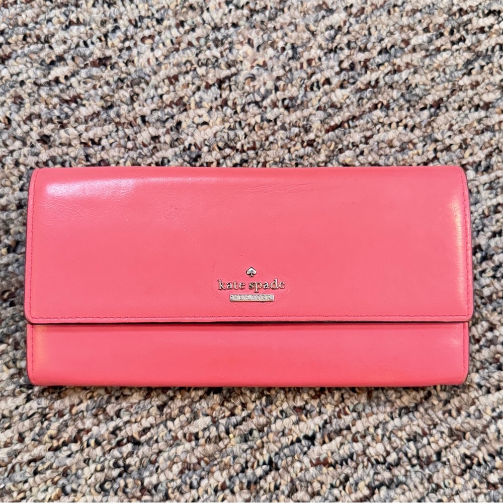 Kate Spade Pink & Blue Leather Clutch/Wallet